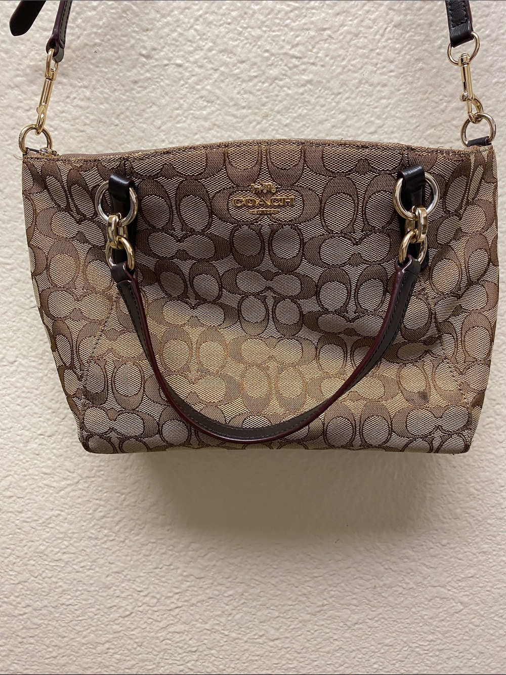 Coach Brown/Khaki Signature Shoulder Crossbody Bag